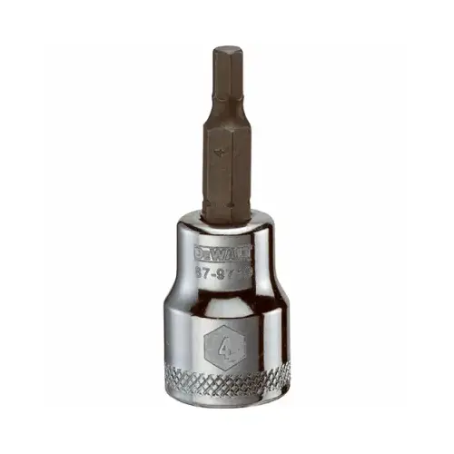 Fractional Hex Bit Socket, 4 mm Tip, 3/8 in Drive, Polished Chrome Vanadium, 1-31/32 in OAL