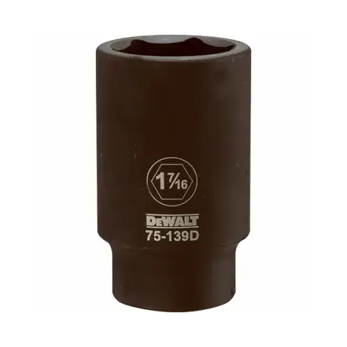 Impact Socket, 1-7/16 in Socket, 3/4 in Drive, 6-Point, CR-440 Steel, Black Oxide