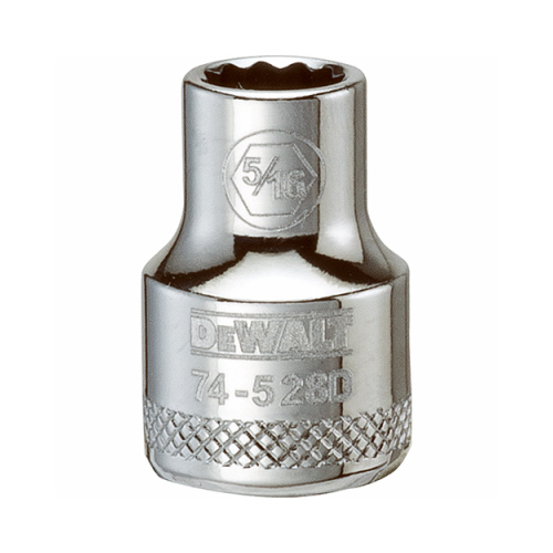 Hand Socket, 5/16 in Socket, 3/8 in Drive, 12-Point, Vanadium Steel, Polished Chrome