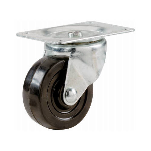 Rubber Swivel Plate Caster, 3-In.