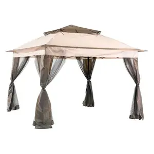 Four Seasons Courtyard A109001200 Pop-Up Pagoda Gazebo, 10x10-Ft. Brown