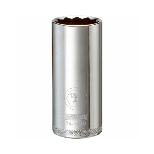 Drive Socket, 13/16 in Socket, 3/8 in Drive, 12-Point, Vanadium Steel, Polished Chrome