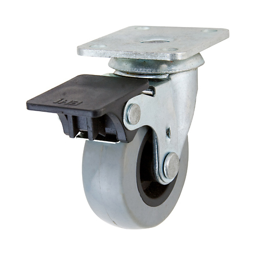 TPR Swivel Plate Caster With Brake, 2-In.