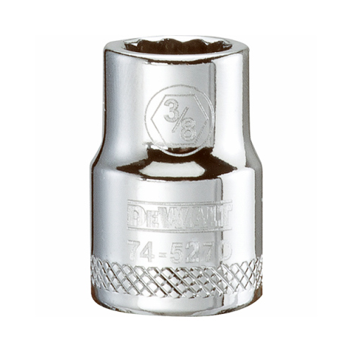 Hand Socket, 3/8 in Socket, 3/8 in Drive, 12-Point, Vanadium Steel, Polished Chrome