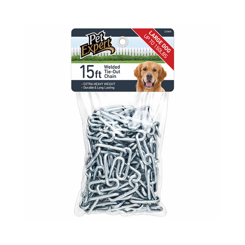 Pet Expert PE223865 Dog Tie Out Chain, Extra Heavy, Welded, 15-Ft.