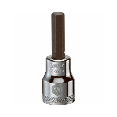 Fractional Hex Bit Socket, 1/4 in Tip, 3/8 in Drive, Polished Chrome Vanadium, 1-31/32 in OAL