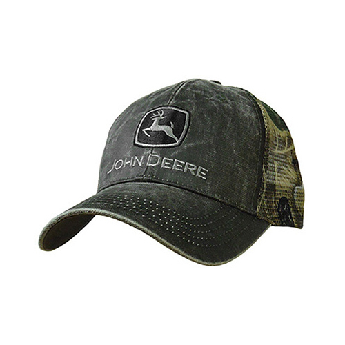 John Deere Logo Cap, Charcoal & Camo, One Size