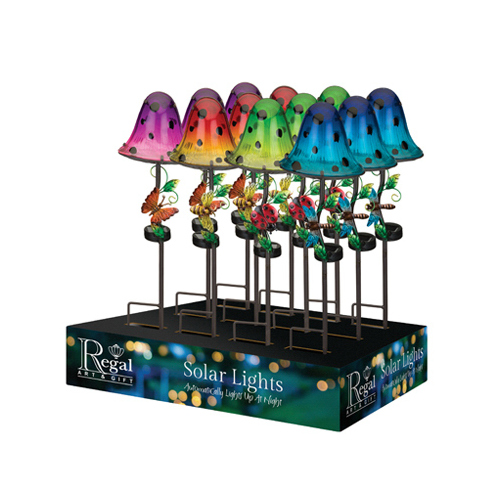 Regal Art & Gift 51376 Solar Light Mushroom Stake, Assorted Colors, 21.25-In.