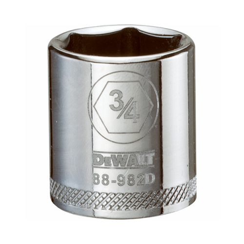 Hand Socket, 3/4 in Socket, 3/8 in Drive, 6-Point, Vanadium Steel, Polished Chrome