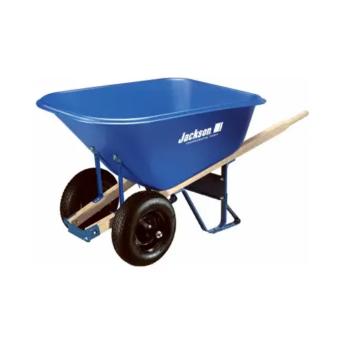 Wheelbarrow, 10 cu-ft Volume, Poly, 2-Wheel, Pneumatic Wheel, 16 in Wheel Blue