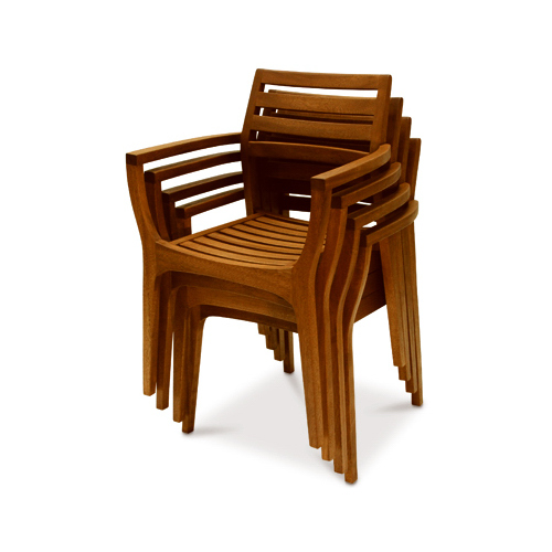 Outdoor Interiors 20420 Danish Eucalyptus Stacking Chairs Brown