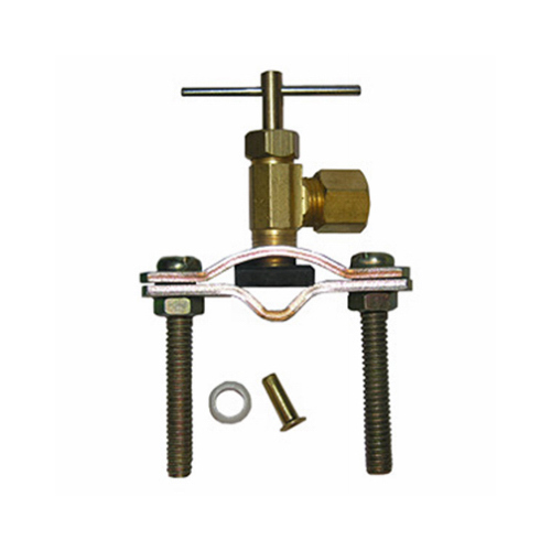Pipe Fitting, Self Tapping Saddle Needle Valve, Brass, 1/4-In. Compression Outlet