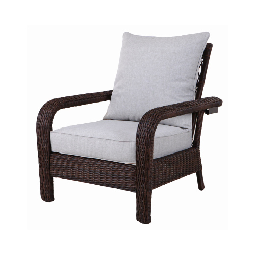 Four Seasons Courtyard 715.0440.000 Montego Bay Set of 2 Patio Chairs, Adjustable, Ivory Cushions & Wicker Pair