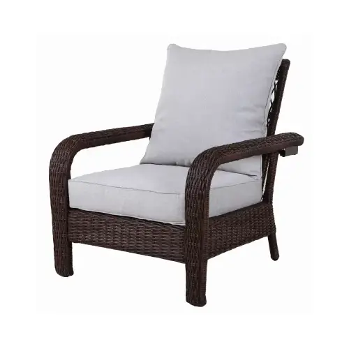 Four Seasons Courtyard 715.0440.000 Montego Bay Set of 2 Patio Chairs, Adjustable, Ivory Cushions & Wicker Pair