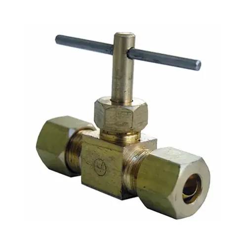 LARSEN SUPPLY CO., INC. 17-1511 Straight Needle Valve, Brass, Compression, 1/4 x 1/4-In.