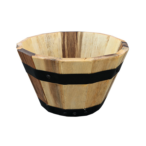 Wood Barrel Wood Planter, 10 x 6-In. - pack of 4
