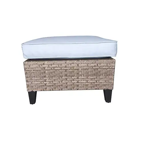 Four Seasons Courtyard 501.0843.000 Serronova Cushioned Ottoman, Light Gray Wicker/Aluminum Blue