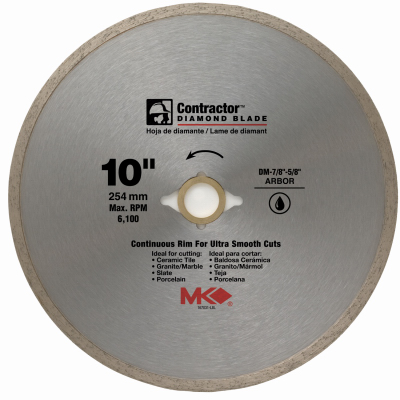 MK DIAMOND PRODUCTS 167031 Circular Saw Blade, Wet Tile, 10--In.