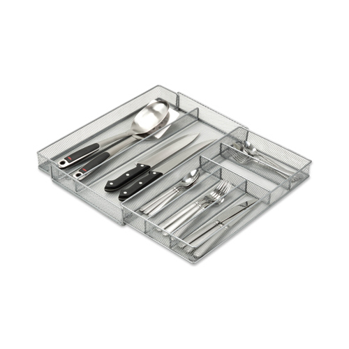 Drawer Organizer, Expandable, Silver Steel Mesh, 16.5 x 20.25 x 2-In.