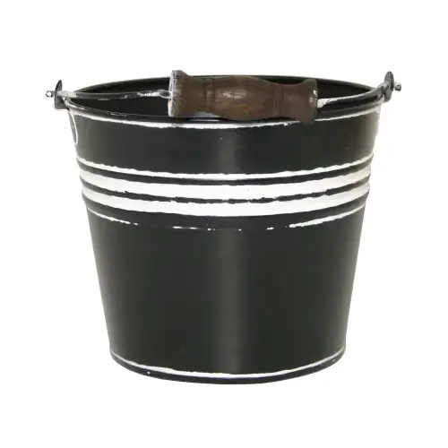 Robert Allen MPT01621 Vintage 6 In. Charcoal Banded Galvanized Metal Planter