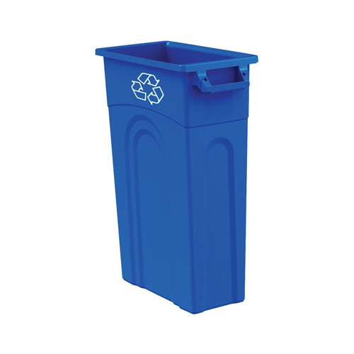 United Solutions TI0033 Slim Line Waste Container, High Boy, Blue, 23-Gal.