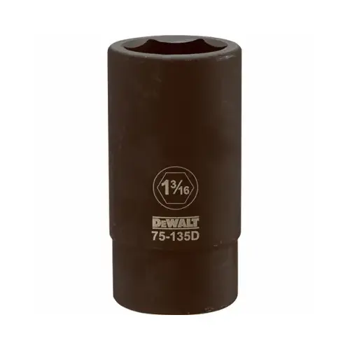 Impact Socket, 1-3/16 in Socket, 3/4 in Drive, 6-Point, CR-440 Steel, Black Oxide