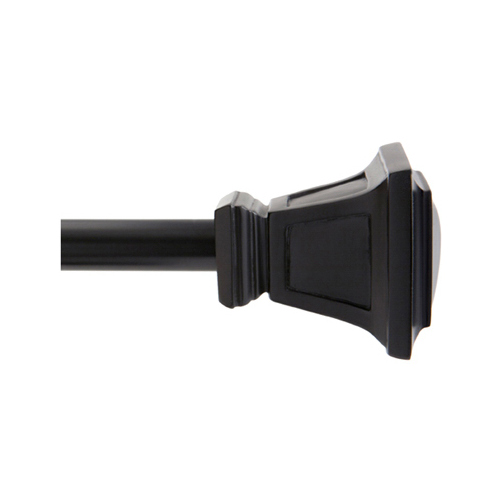 Seville Curtain Rod With Finials, Black, 90 to 130-In.