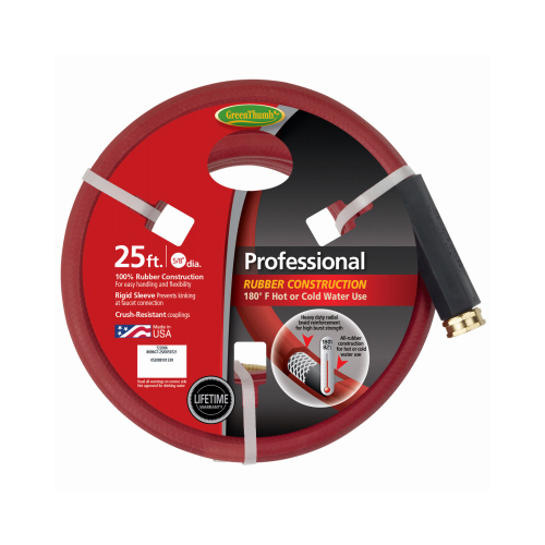 Professional Hot Water Hose, 3-Ply Rubber, 5/8-In. x 25-Ft.