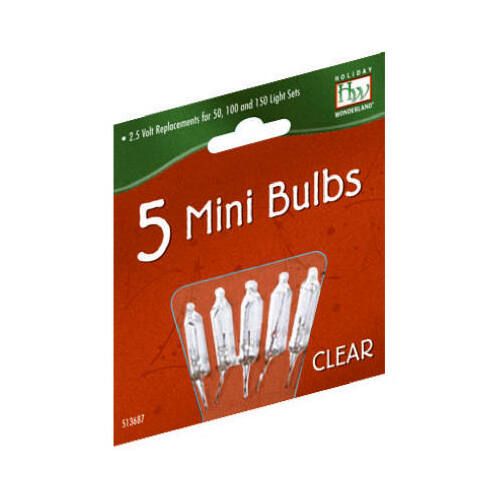 Holiday Wonderland 1115-2-88 Mini Christmas Lights Replacement Bulb, For 50, 100 & 150-Light Sets, Clear, 2.5-Volt