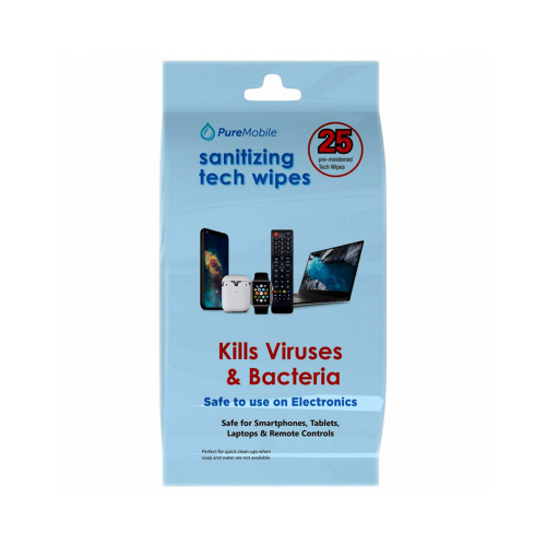 Anti-Bacterial Sanitizing Tech Wipes, For Electronics  pack of 25
