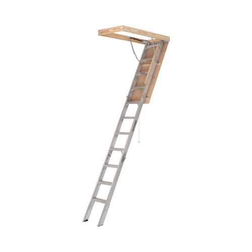 Elite Series Attic Ladder, 7 ft 8 in to 10 ft 3 in H Ceiling, 25-1/2 x 54 in Ceiling Opening, 11-Step