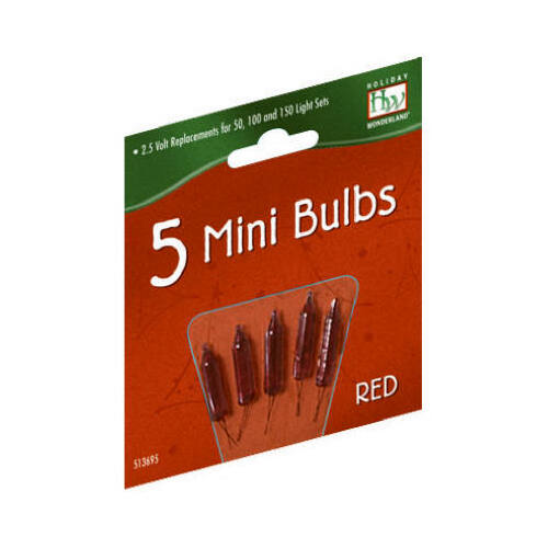 Christmas Lights Replacement Bulb, For 50, 100 & 150-Light Sets, Red, 2.5-Volt