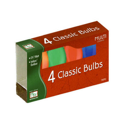 Christmas Lights Replacement Bulb, C9, Multi-Color Ceramic - pack of 4