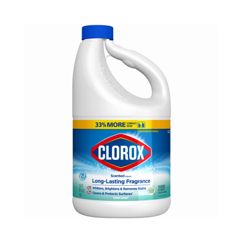 CLOROX 32339 Splash Less Bleach, Clean Linen Scent, 77-oz.