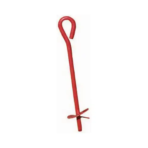 4 In. x 40 In. Red Steel Screw-In Earth Anchor