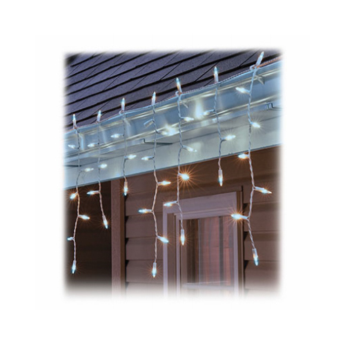 Staylit Icicle 100-Light Set, Cool White LED, White Wire