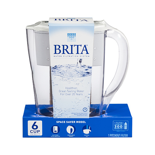 CLOROX SALES CO BRITA DIV 35250 Space Saver 1/2-Gallon Smart Water Filtration Pitcher  pack of 3