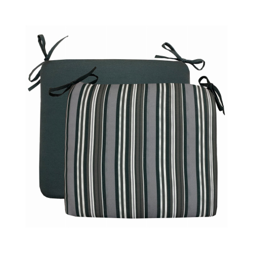 J&J GLOBAL LLC 254004 Patio Premiere Seat Cushion, Stripes Reverse to Solid, 18 x 15 x 3.5-In.