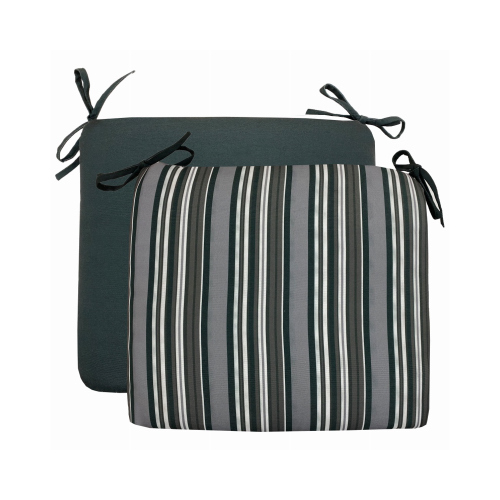 Patio Premiere Seat Cushion, Stripes Reverse to Solid, 18 x 15 x 3.5-In.