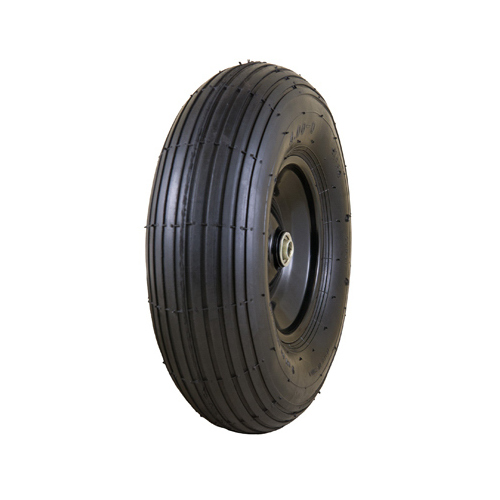 MARATHON 20296 Easy Fit Wheelbarrow Tire + Wheel Assembly, Pneumatic, 4.0-6
