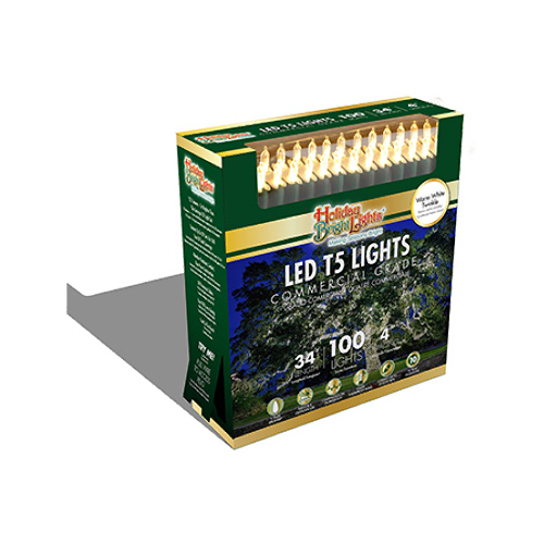 Christmas LED 100-Light Set, T5, Commercial Grade, Warm White, Twinkle, 34-Ft.