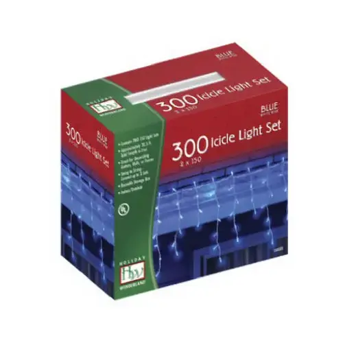 Holiday Wonderland 14087-88 Christmas Icicle Lights Set, Blue, 300-Ct.