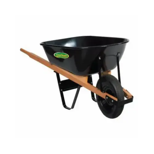 Wheelbarrow, Medium-Duty Poly, Wood Handles, 5-Cu. Ft.