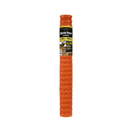 Orange PVC Safety/Barrier Mesh Fence, 4 x 50-Ft.