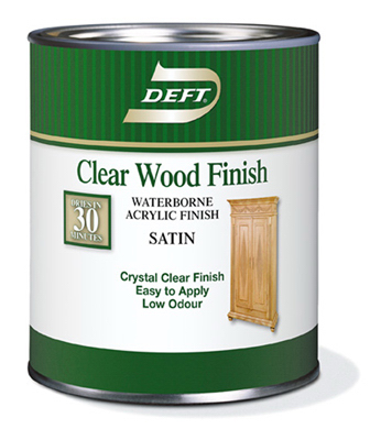 DEFT/PPG ARCHITECTURAL FIN DFT109/04 Waterborne Water-Based Wood Finish, Clear Satin, Qt.