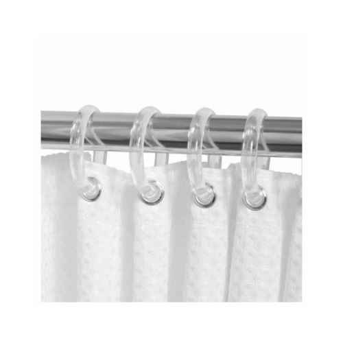 ZENITH/BATHWARE SSR010KK Shower Curtain Rings, Clear, 12-Pk.