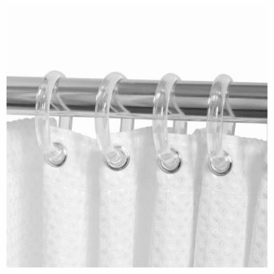 ZENITH/BATHWARE SSR010KK Shower Curtain Rings, Clear, 12-Pk.