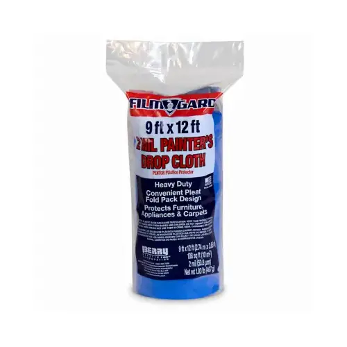 Film-Gard 876122 Plastic Drop Cloth, Blue, 2-Mil, 9 x 12-Ft.