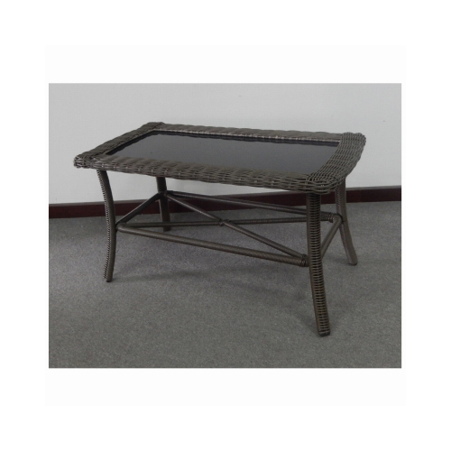 Monaco Cushioned Wicker Coffee Table, Steel Frame, Gray Wicker, 35 x 18-In.