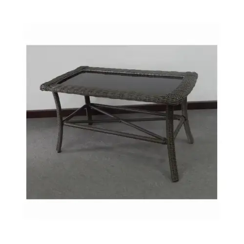 Monaco Cushioned Wicker Coffee Table, Steel Frame, Gray Wicker, 35 x 18-In.